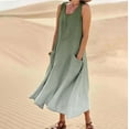 thumbnail image 1 of WILLBEST Vestidos Casuales para Mujer Fiesta Vestido Largo Informal sin Mangas de Lino Degradado con Bolsillos y Cuello Redondo Chica, 1 of 3