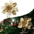 thumbnail image 2 of WMGHA Christmas Glitter Poinsettia Artificial Flowers Christmas Tree Ornaments with Clips for Xmas Wreath Centerpieces Wedding Party Floral Decorations, 2 of 5