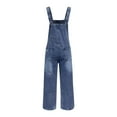 thumbnail image 6 of Feancey Denim Overalls for Women Fashion Wide Leg Jean Jumpsuits Adjustable Button Strap Rompers One Piece Casual Ripped Jumpsuit with Pockets Dark Blue XL, 6 of 6