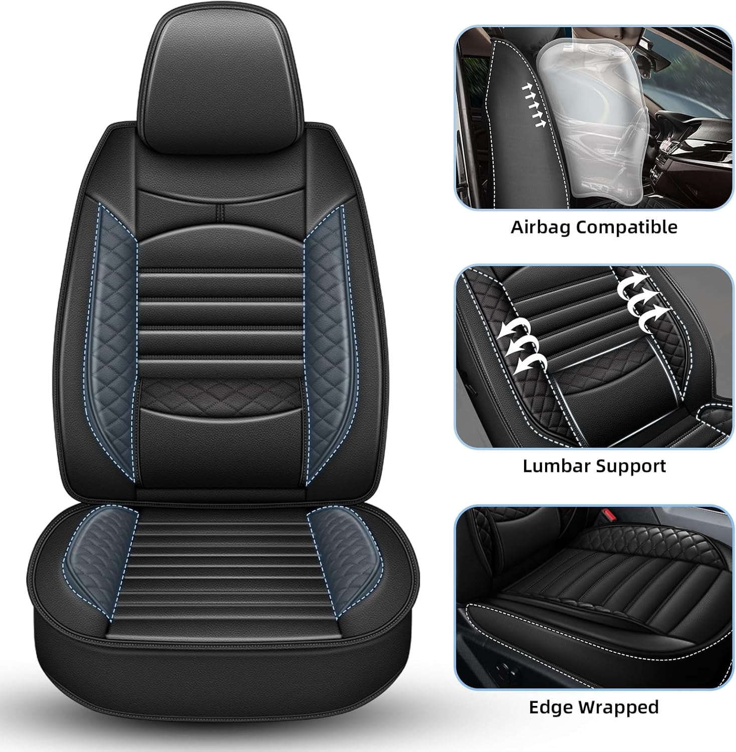 Seat Covers Fit for Nissan Frontier 2009-2024 2025: Full Set Custom Fit for Frontier Crew Cab Extended Cab Car Seat Covers Waterproof Faux Leather Truck Pickup Seat Covers