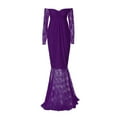 thumbnail image 2 of Azrian Casual Womens Maternity Dresses Ladies Fashion Sexy Mesh Lace Long Sleeve Photography Mopping Long Dress,Maternity/Purple 3Xl, 2 of 6