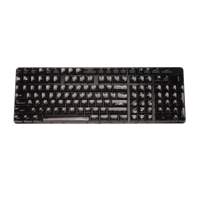 Juego de teclas 132 teclas PC de alta transparencia CBSA Altura mate Ergonómico DIY Teclas personalizadas para teclado mecánico Letras blancas transparentes negras