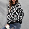 thumbnail image 2 of Lovskoo Sweaters for Women Loose Flowers Round-Neck Sweater Winter Long Sleeve Blouse Pink, 2 of 8