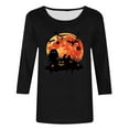 thumbnail image 5 of Raeneomay 3/4 Length Sleeve Womens Tops Women's Independence Day Round Neck T-Shirt Loose Top, 5 of 6