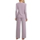 thumbnail image 3 of Pijamas de mujer Inspire Chic, conjuntos de pijama de manga corta con botones y pantalones, color púrpura, 3 of 6
