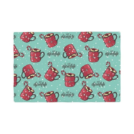 

Table Placemats Set of 6 - Snowflake Hot Cocoa 12x18 In Faux Linen Double Heat Resistant Place Mats Cloth Indoor/Outdoor Placemats Washable Table Mats for Dining Kitchen Party