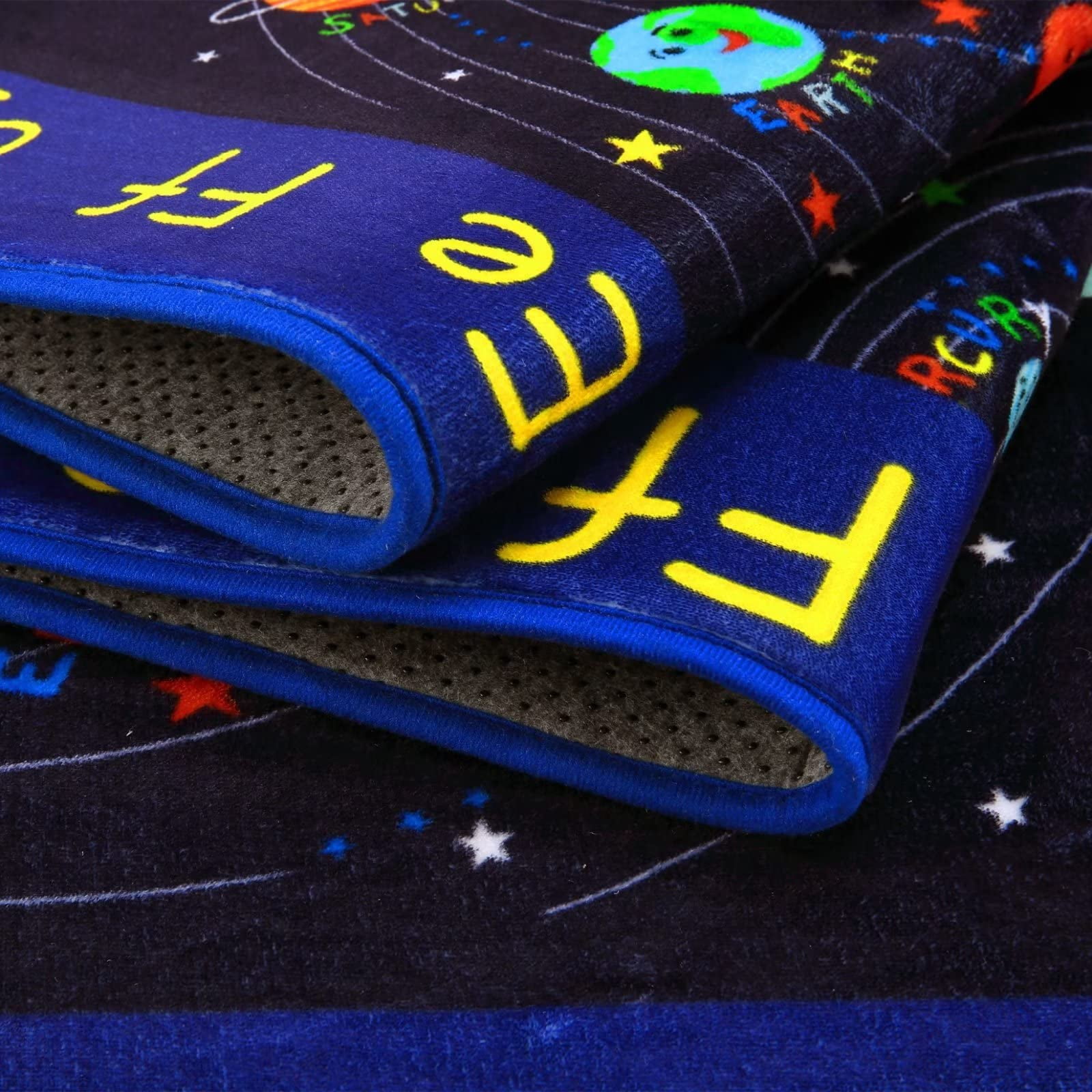 Kids Rug for Playroom Outer Space Kids Rug Solar System Carpet Alphabet Baby Play Mat Soft Nursery Rugs Non Slip Kids Rugs for Baby Crawling Toddlers, 8x10 Ft