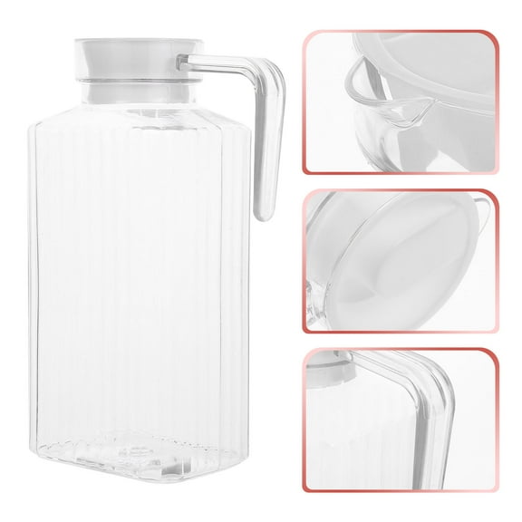 LEORX 1Pc Plastic Water Pitcher Transparent with Lid Handle Ideal for Home Use and Outdoor Parties