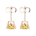 thumbnail image 4 of 3.0 Ct Round Cut Studs Yellow Natural Citrine 18K Rose Solid Solid Gold Everyday Dainty Earrings Push Back, 4 of 7