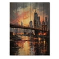 thumbnail image 3 of Designart "Coral Bridge City horizon II" Cityscapes Print on Natural Pine Wood, 3 of 5