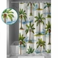 thumbnail image 2 of Shower Curtain, Summer Beach Coconut Trees Waterproof Shower Curtain Set with Hooks for Bathroom Showers,Stalls and Bathtubs,72x72In Blue Sky Cloud, 2 of 9