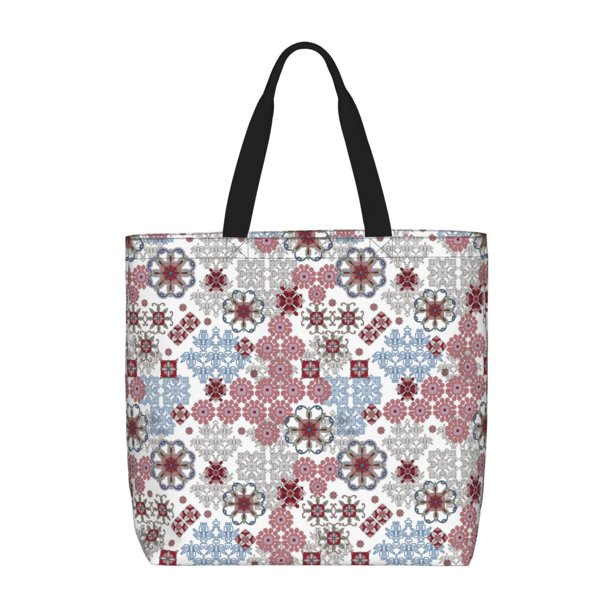 Easygdp Abstract Floral Bolsa Tote para Mujer, Bolso de Hombro para Trabajo, Playa, Viajes, Compras y Supermercado