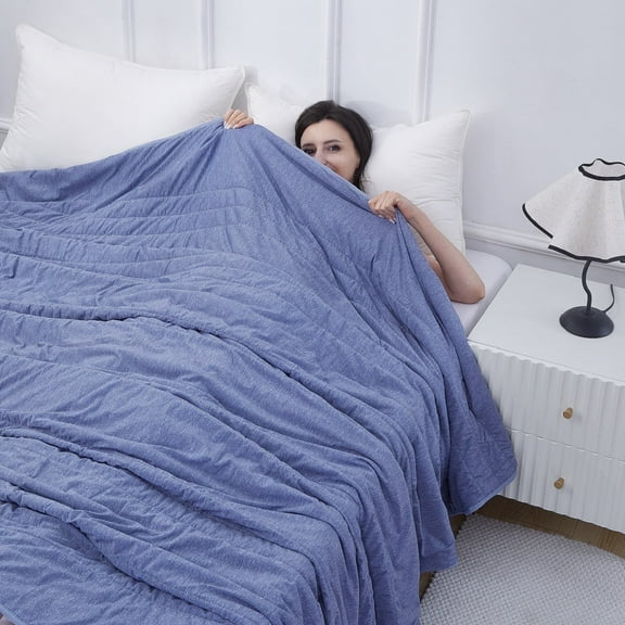 Evenhug Queen Size Cooling Blanket, Reversible Summer Blankets for Hot Sleepers, Blue, 86"*79"
