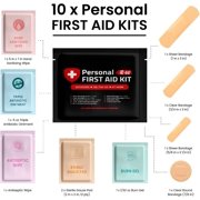 Portable Travel Size First Aid Kit - 10 Pack BLACK