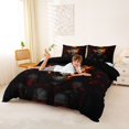 thumbnail image 3 of Homewish Gothic Glowing Skull Duvet Cover Queen,Happy Halloween Queen Bedding,Orange Gray,Black Reversible,3 Pieces,1 Duvet Cover and 2 Pillowcases, 3 of 6