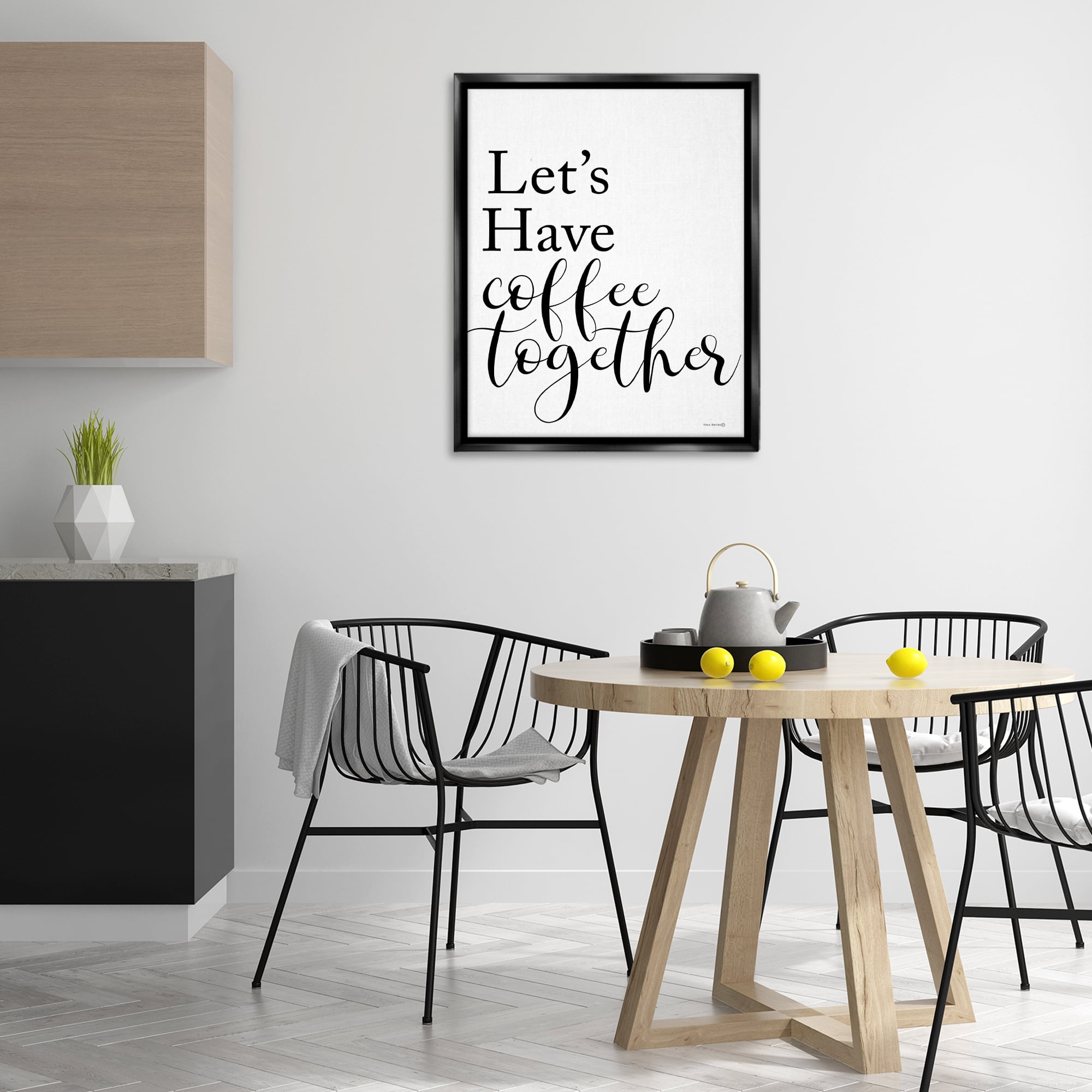 Stupell Industries Coffee Together Phrase Text & Numbers Painting Black Floater Framed Canvas Art Print Wall Art, 25 x 31