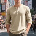 thumbnail image 7 of Men's Henley Shirts Casual Long Sleeve Button T-Shirt with Pocket Khaki XXXL, 7 of 7