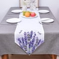 thumbnail image 3 of Triangle Table Runners Long Purple Lavender Flowers Ink Painting Dresser Scarves Table Decoration for Wedding Party/Ceremony/Banquet Floral Dragonfly, 3 of 7