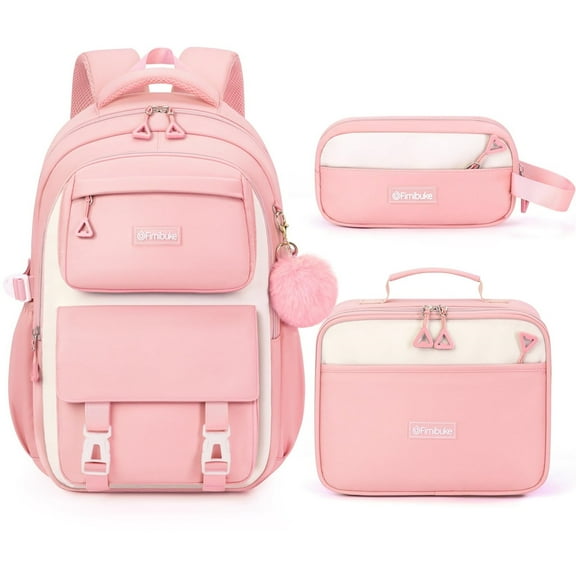 3-Piece Backpack Set - Cute Backpack with Lunch Bag & Pencil Case, Pink
