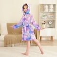 thumbnail image 2 of FORMRS Niños Bathrobe Unisex Hooded Robe Soft Plush Pajamas Sleepwear, Size 4-6T, Pastel Pink Marble Pattern, 2 of 7