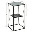 thumbnail image 2 of Kate and Laurel Knight Modern Square Glass Side Table, 12 x 12 x 24, Black, Decorative Two Tier End Table for Storage and Display, 2 of 8