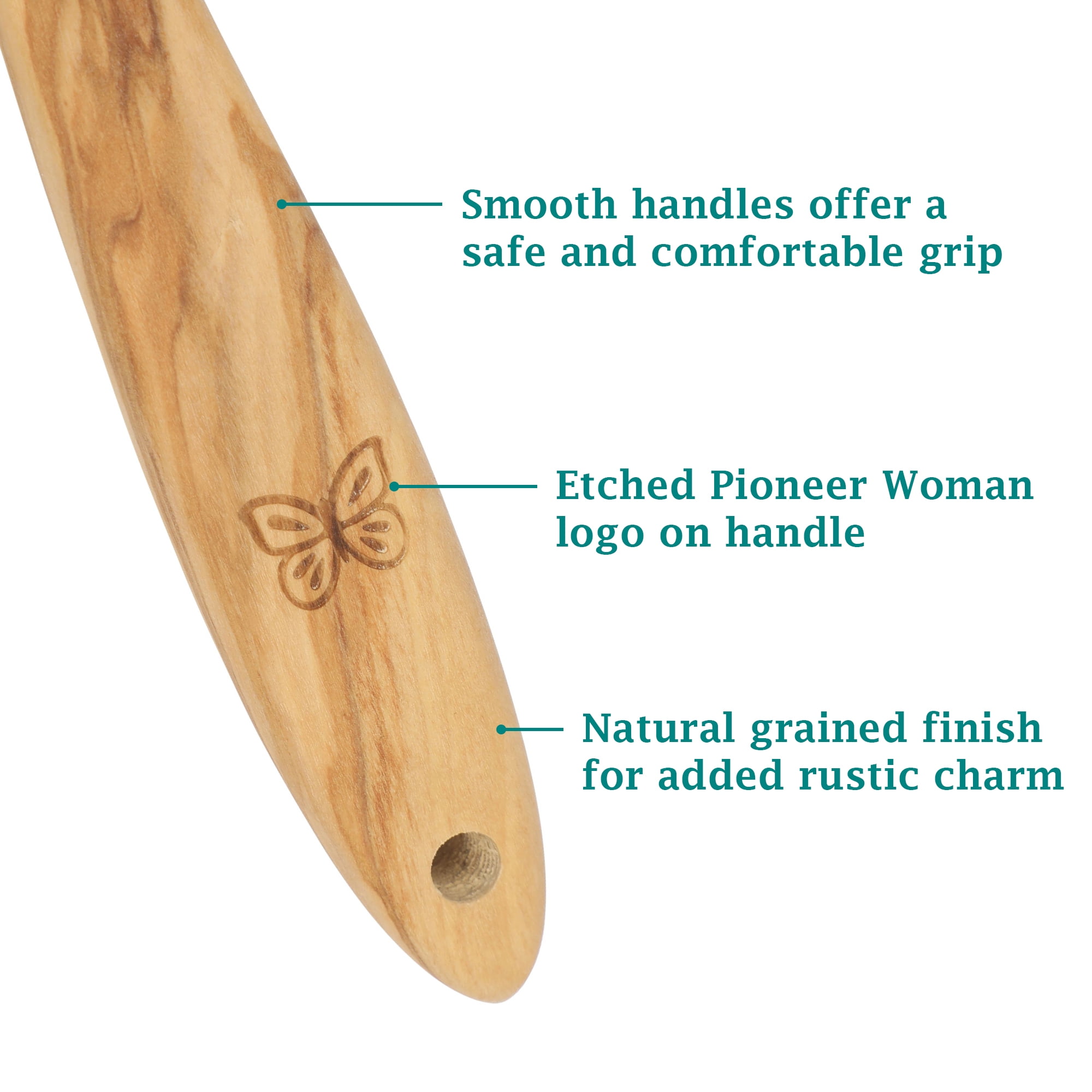 The Pioneer Woman 5Piece Olivewood Kitchen Cooking Utensil Tool Set  (图5)