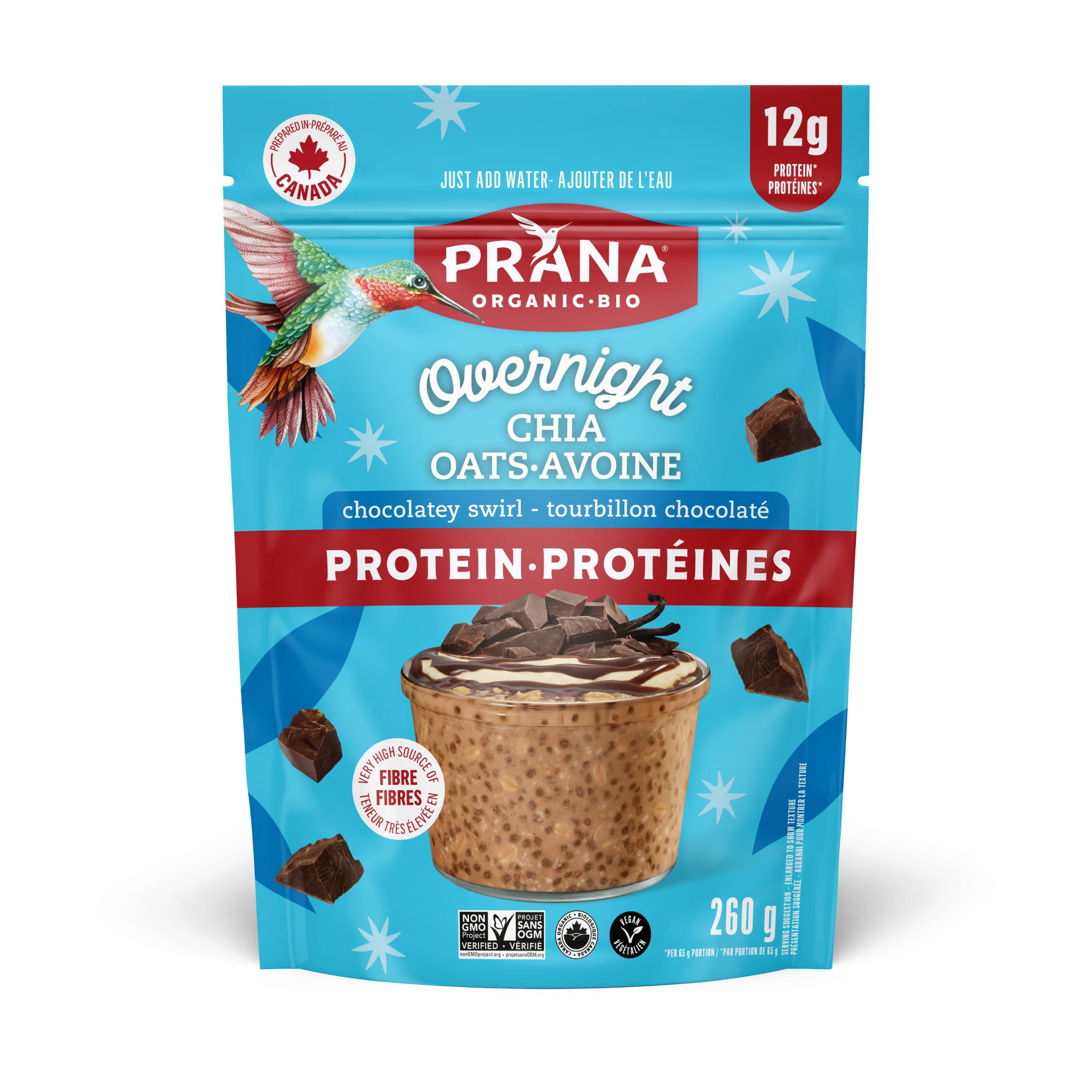 Prana Overnight Chia avec Protéine- Tourbillon chocolaté 260g Overnight Chia avec Protéine- Tourbillon chocolaté 260g