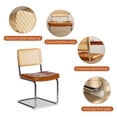 thumbnail image 3 of JXXRZ Rattan Dining Chairs Set of 2, Mid Century Modern Kitchen Side Chairs for Dining Living Room, Faux Leather Upholstered Dining Chairs, Brown, 3 of 11