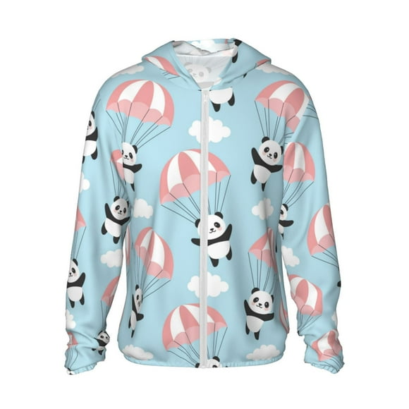 Vsdgher Cute Panda Flying in the Sky Print Adult Hoodie Shirts Rash Guard for Men Women,Long Sleeve Sun Protection Fishing Shirts for Athletic Running Swim-Small
