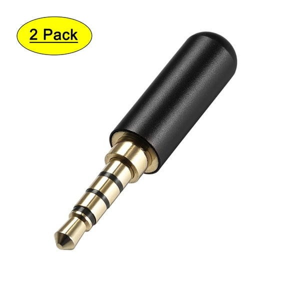 Headphone Plug Jack Stereo 3.5mm Male Audio Cable Repair DIY Earphone Headset Soldering Replacement Tool Black 2pcs