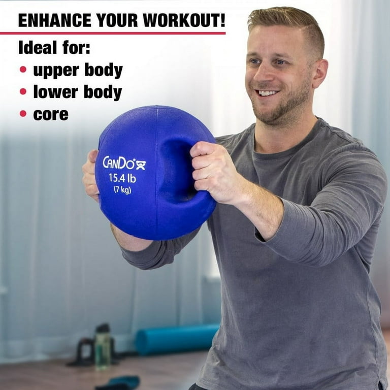 CanDo Molded Dual-Handle Medicine Ball for Strength Training, Core
