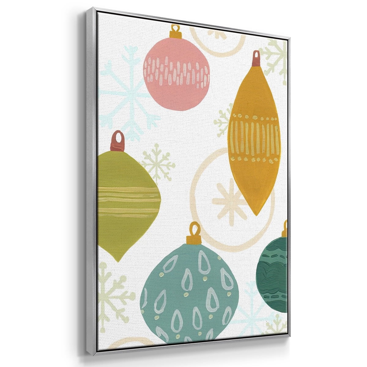 Modern Holiday Collection B - Framed Gallery Wrapped Holiday Canvas - 17 x 25 - Silver Frame