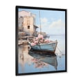 thumbnail image 2 of Designart "Blossoms on Pastel Port Boat II" Coastal Framed Wall Art - Coastal Blue Coastal Boat Entryway Framed Wall Art, 2 of 6