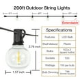 thumbnail image 5 of Hyrion G40 Outdoor String Light,200ft,30W with 100 E12 Edison Vintage Bulbs, Dimmable, Connectable Hanging Lights for Backyard, Porch, Balcony, Party, 5 of 7