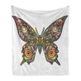 thumbnail image 1 of Butterflies Soft Flannel Fleece Throw Blanket, Butterfly Psychedelic Design Spirals Wildlife Eyes Pattern, Cozy Plush for Indoor and Outdoor Use, 50" x 60", Multicolor, by Ambesonne, 1 of 5