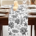 thumbnail image 3 of Table Runners 90 Inches Long Dress Scarves, Black Coastal Farmhouse Coffee/Dining/Kitchen Table Runner for Living Room, Coral Starfish Seaside Summer Beach 13x90 Inch, 3 of 9
