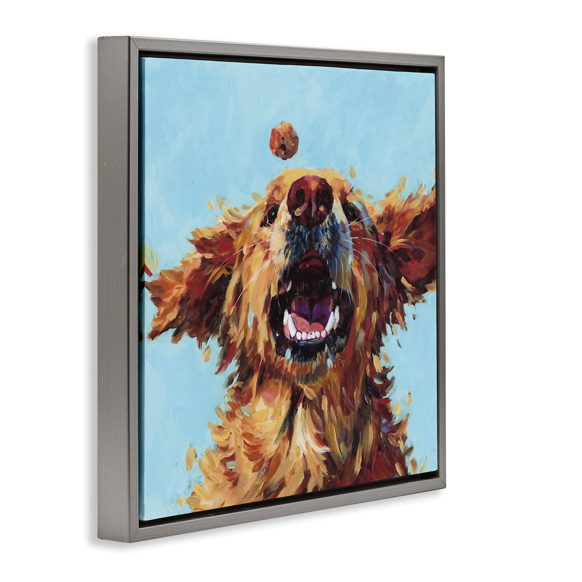 Stupell Industries Treato Loyal Dog Gray Framed Floater Canvas Wall Art, design by Studio Bautista