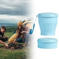 thumbnail image 2 of Collapsible Silicone Cup - Food Grade Folding Water Cup with Stainless Rim and Lid - Portable Reusable Travel Cup for Camping Hiking Gym Office Business Trip - Blue, 2 of 8