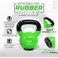 thumbnail image 3 of Yes4All 25lb Vinyl Coated / PVC Kettlebell with Rubber Base, Green, Single, 3 of 8