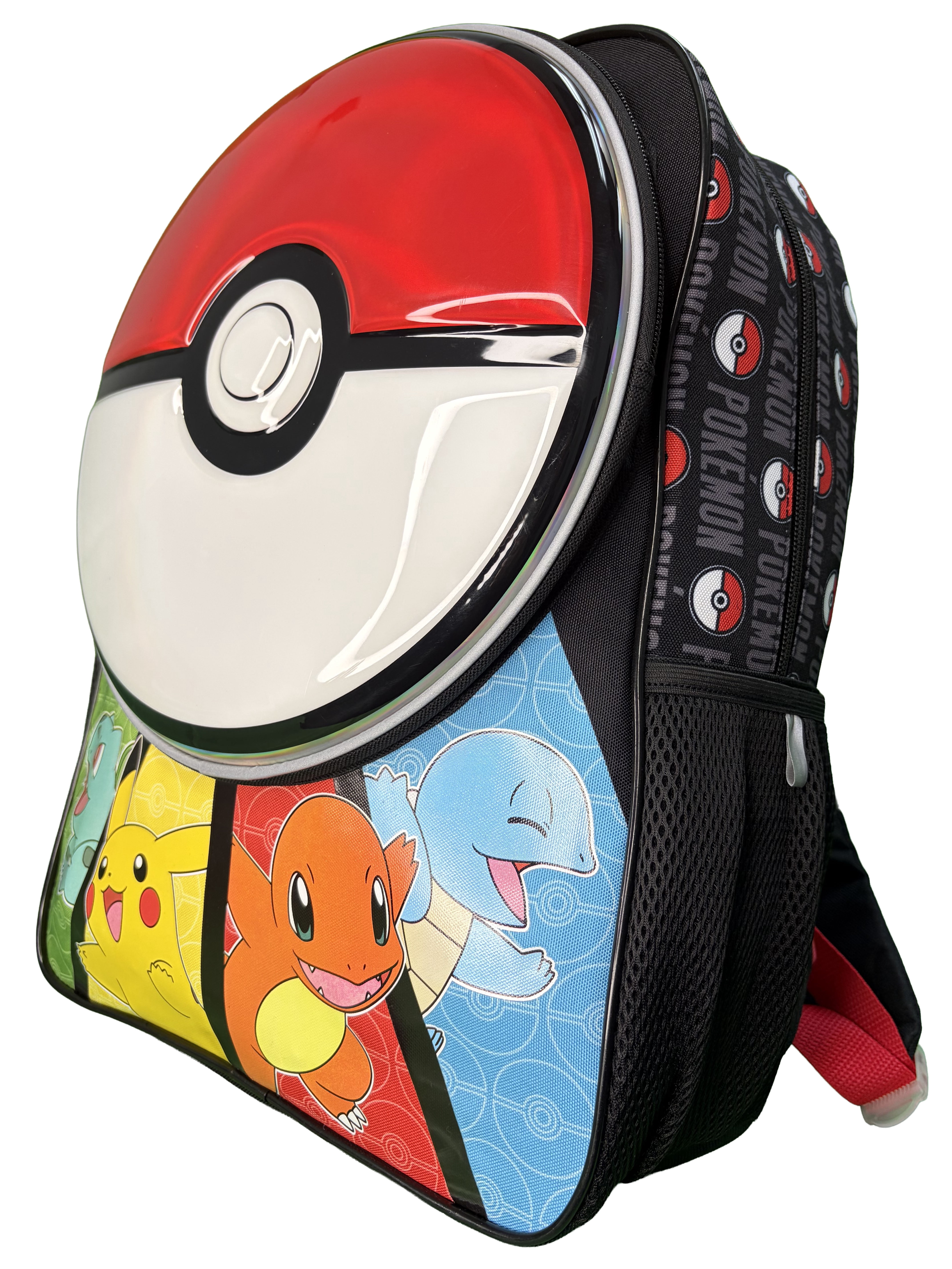 Pokemon "Pokeball" 16" Backpack with Molded Round Front Pocket & Metallic Printing