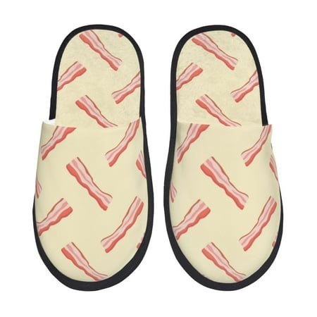 

Slippers for Women/Men - Bacon Print No.9032 Soft Plush Warm Slip-on Slippers House Slippers Indoor House Shoes