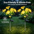 thumbnail image 2 of Rirool Solar Camellia Flower Garden Stake Lights, 7 Heads Outdoor Solar Lights Waterproof, Warm White Decorative Lights for Yard Lawn Patio Pathway, Yellow 2 Pack, 2 of 8