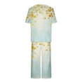 thumbnail image 4 of yievot Lounge Sets for Women Floral Printed Short Sleeve Shirts and Capri Pajamas Sets 2 Piece Sleepwear Loungewear, 4 of 5