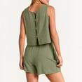 thumbnail image 4 of Baqcunre Women's 2-Piece Sleeveless Crop and High-Waisted Shorts Jumpsuit Pocket Sets,Color Army Green,Size S-XXL, 4 of 9