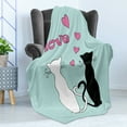 thumbnail image 4 of Cat Soft Flannel Fleece Throw Blanket, Black and White Kitty Cat Couple with Tails Tangled and in Love with Romantic Hearts, Cozy Plush for Indoor and Outdoor Use, 50" x 60", Multicolor, by Ambesonne, 4 of 5