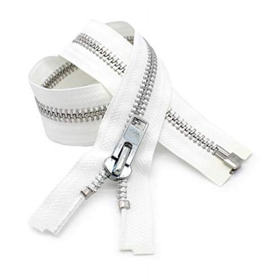 YKK - Chaps Zipper YKK #10 Extra Heavy Duty Aluminum Separating Color White Made in USA (Length 18 Inches)