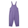 thumbnail image 4 of TEAJOPSUU Women's Cotton Blend Jumpsuits Casual Summer Overalls with Pockets Loose Sleeveless Wide Leg Rompers Purple, 4 of 7
