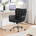 thumbnail image 2 of Yaheetech Modern Faux Leather Office Chair with Padded Armrests,Black, 2 of 9