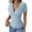 Light Blue, variant on Women's Ribbed Knit Tops Short Sleeve Wrap V Neck Button Down Blouses Summer Elegant Slim Fit Party Shirts Army Green L