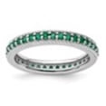 thumbnail image 2 of Auriga Fine Jewelry 925 Sterling Silver Polished Created Emerald Eternity Ring for Women Size 6, 2 of 6
